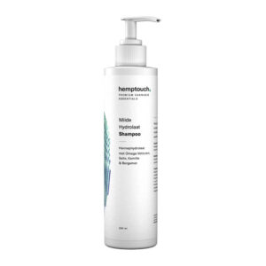 A bottle of Hemptouch gentle shampoo & shower gel (250 ml) on a white background.