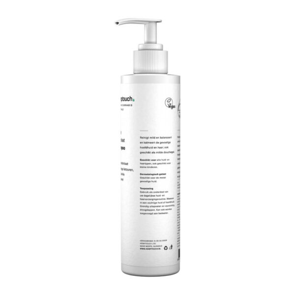 A bottle of Hemptouch gentle shampoo & shower gel (250 ml) on a white background.