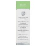 A white box with a green label on it containing Renova peppermint-infused CBD oil 5%.