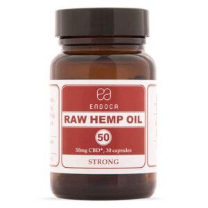 a bottle of endoca raw hemp oil.