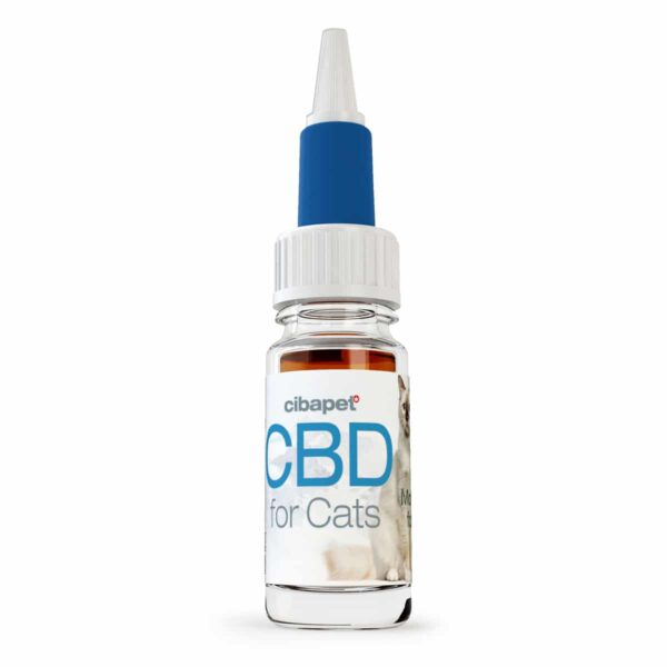 a bottle of cbd for cats on a white background.
