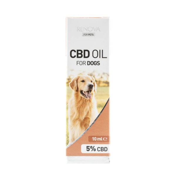 A tube of Renova - CBD oil 5% for dogs.