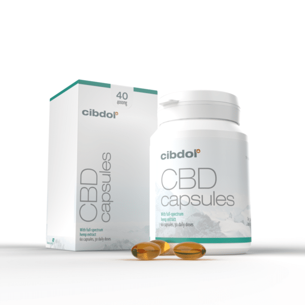 40% CBD softgel capsules – Cibdol (60 pieces – 66.6 mg) with box.