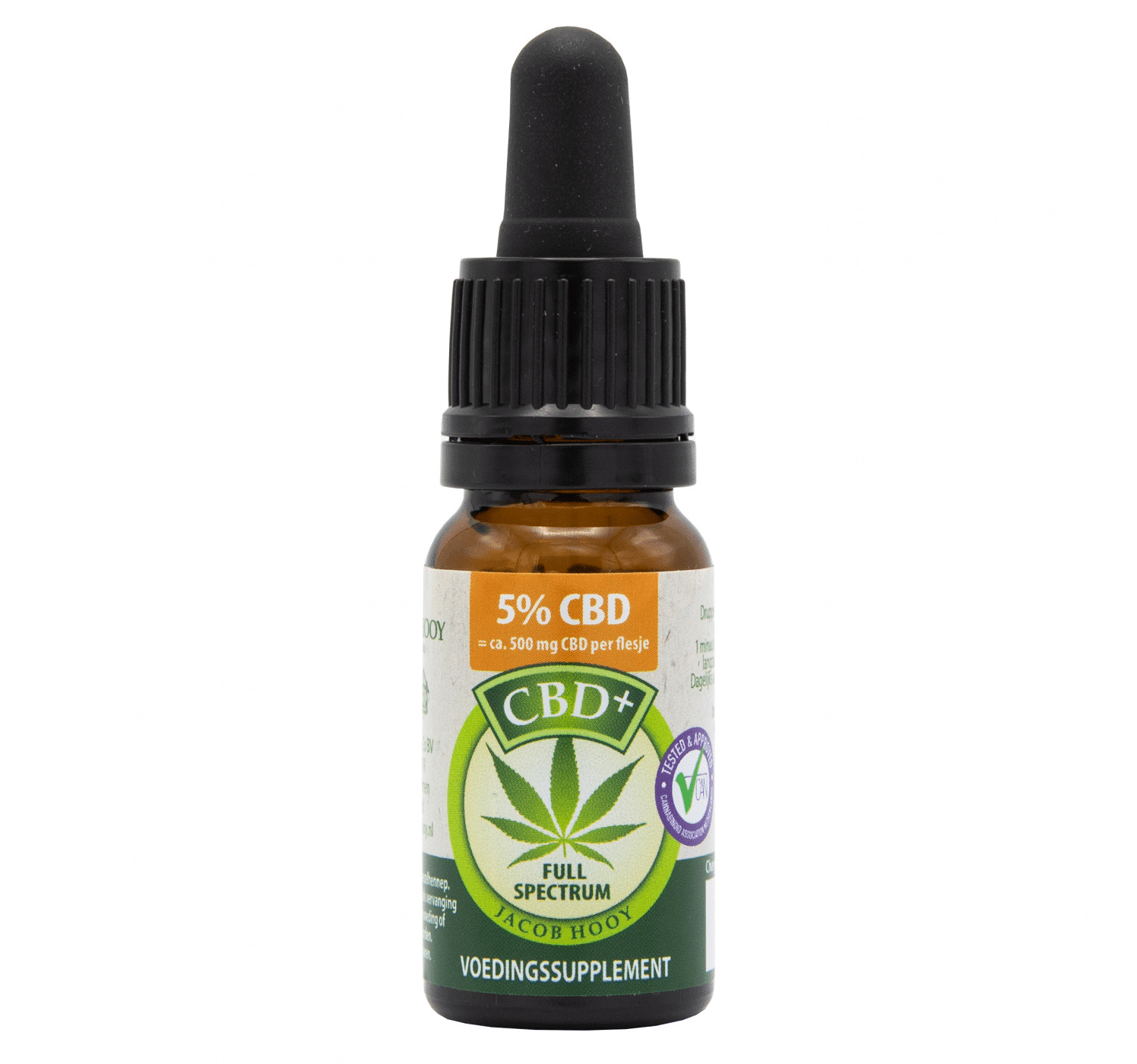 a bottle of cbd oil on a white background.