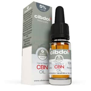 5% Cannabinol (CBN) and 2.5% cannabidiol (CBD) oil from the hemp plant that can affect sleep.