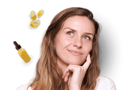 a woman with long hair and a bottle of honey.