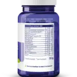 A blue bottle with a white cap shows the supplement facts label in Dutch for Vitakruid – Multi Day & Night® Mama (2 x 30 Tablets), listing ingredients, nutrient amounts per tablet, and serving size details.