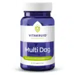 A blue bottle of Vitakruid – Multi Day (30 Tablets) with a white cap, labeled "Goed voor het energieniveau.